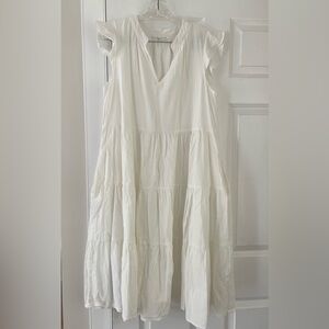 White Ruffle Sleeve Tiered LinenDress by Label of Love size XL